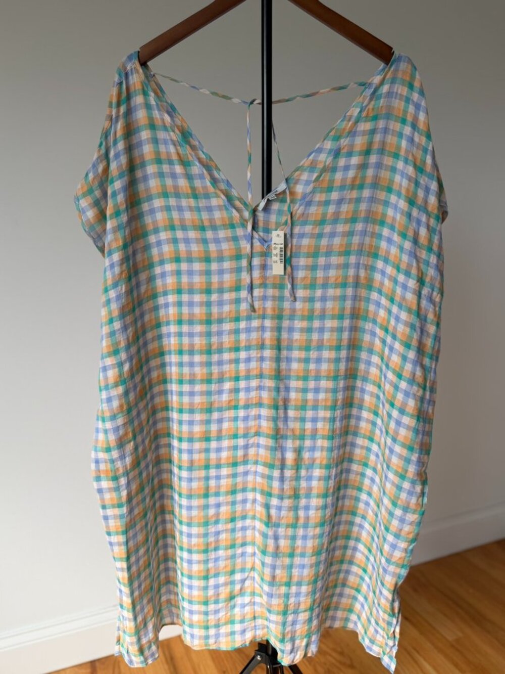 NWT MADEWELL COVER-UP TUNIC IN PASTEL GINGHAM CHECK (SIZE 2X)